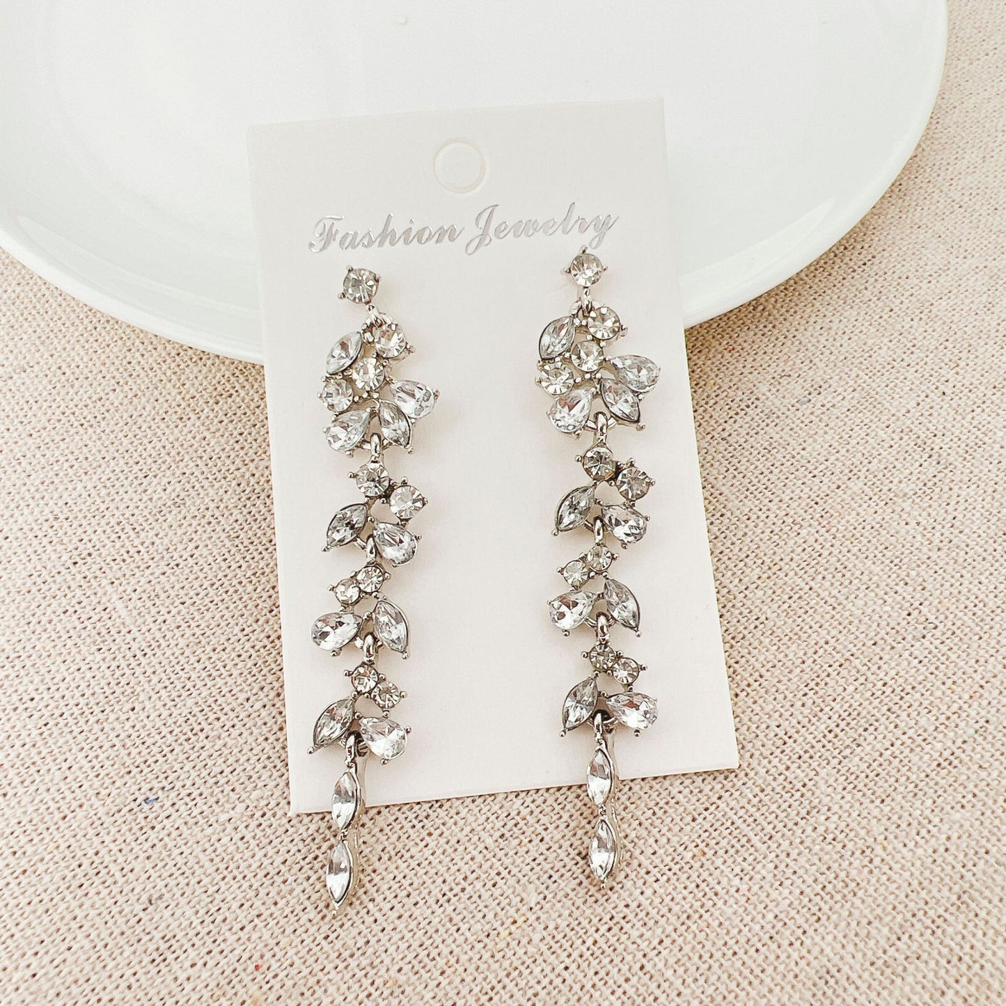 Long Fringe Rhinestone Earrings