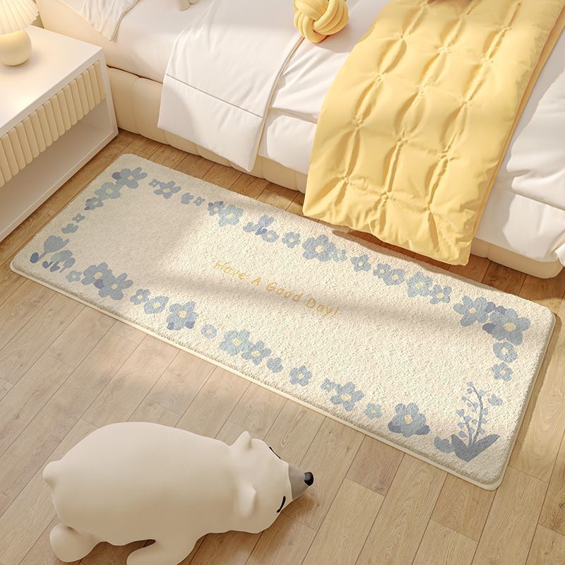 Floral Faux Cashmere Rug, Anti-Slip and Durable