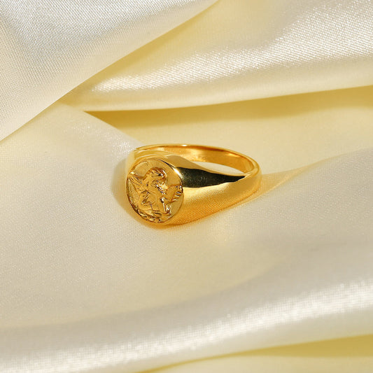 18k gold plated stainless steel Cupid ring