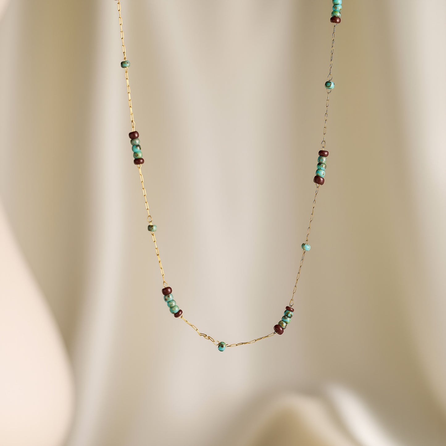 Natural Stone Geometric Necklace & Bracelet Set