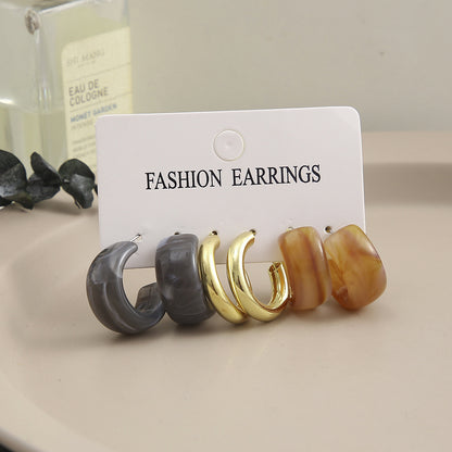 Acetate earrings set of 3 pairs