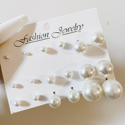 12 pairs of large and small pearl earrings