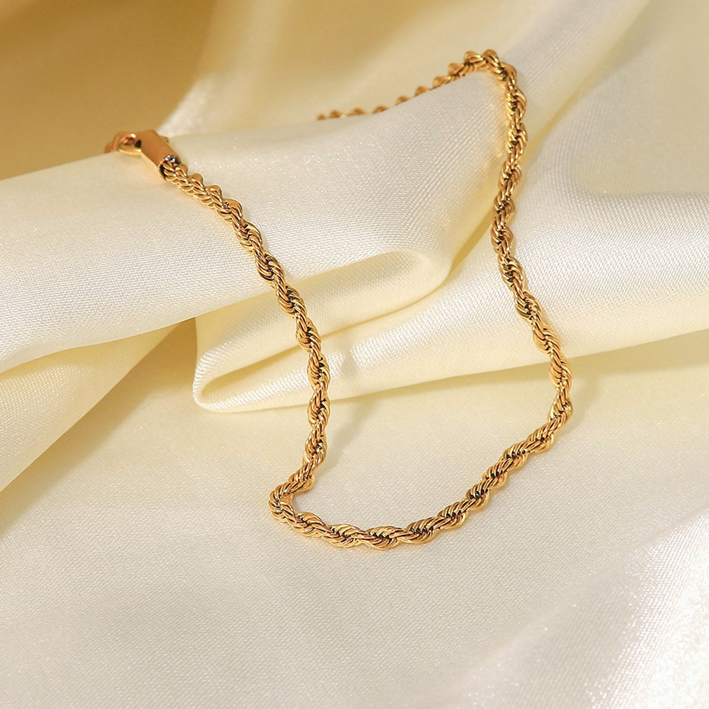 2Mm thick gold twist chain anklet