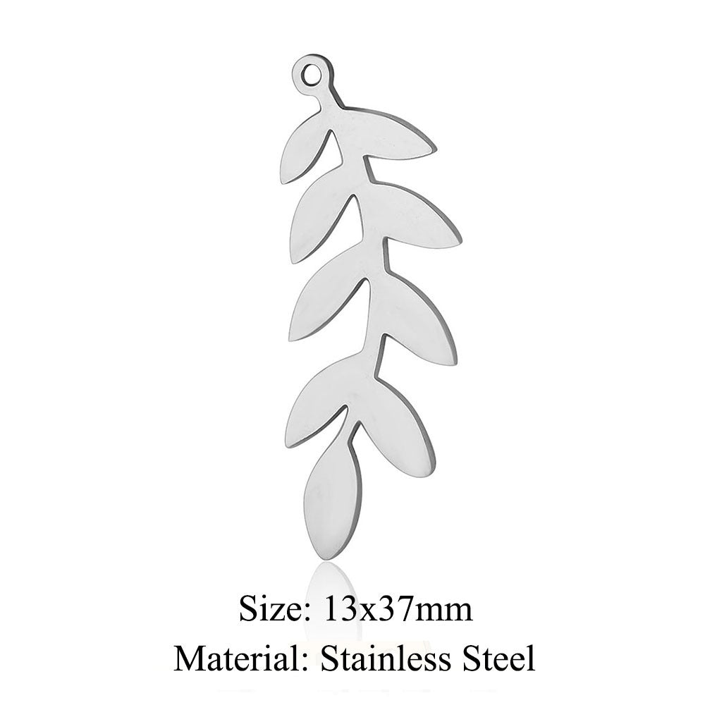 Colgante de acero de titanio con forma de flor y hoja, 5 unidades por bolsa 
