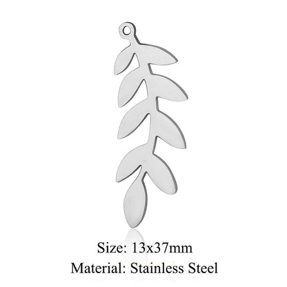 Colgante de acero de titanio con forma de flor y hoja, 5 unidades por bolsa 