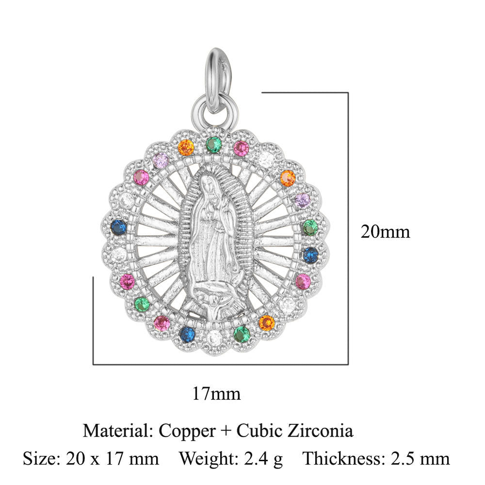 Copper Zircon Cross Virgin Necklace Pendant