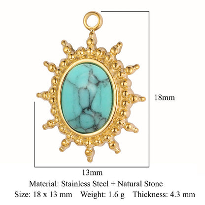 Sun ruby turquoise stainless steel pendant