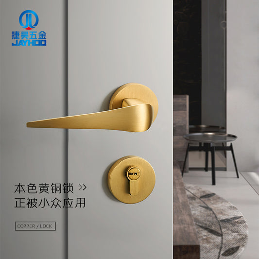 Brass door lock gold silver lock