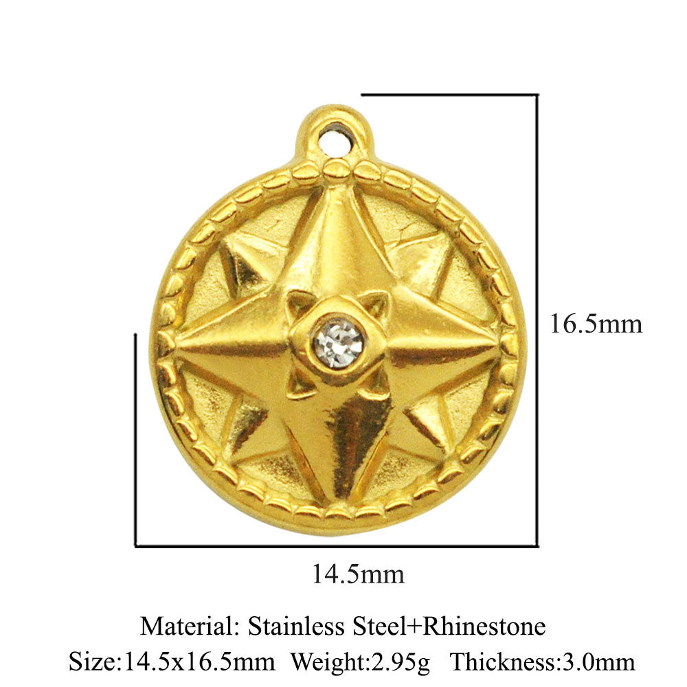 3 pcs/pack stainless steel star moon geometric pendant