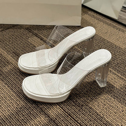 Transparent crystal women's sandals