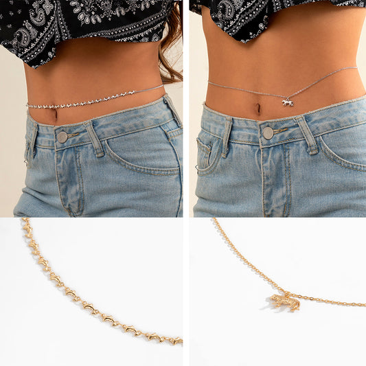 Cadena corporal sexy e informal con forma de delfín de metal 