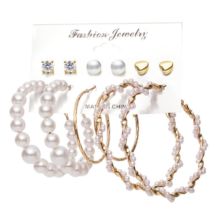 Juego de 6 pendientes de aro con forma de corazón 