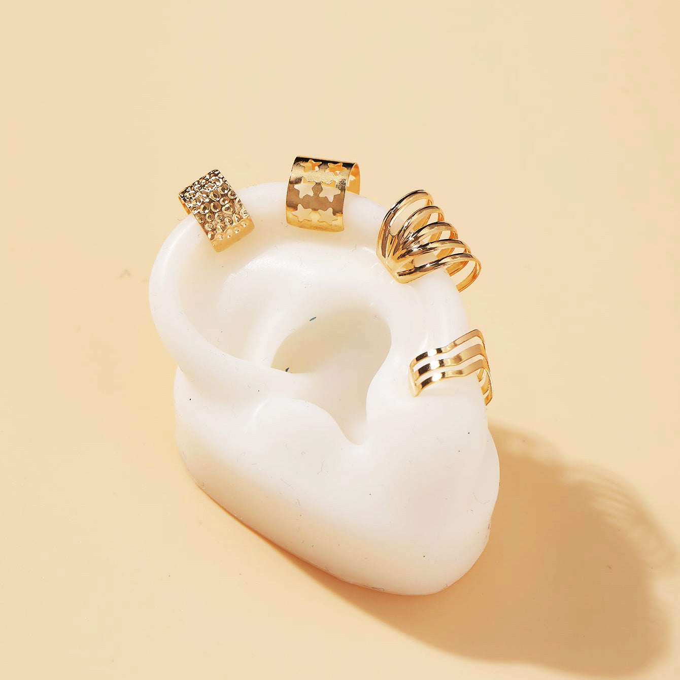 Gold Star & C-Shaped Ear Clips Set