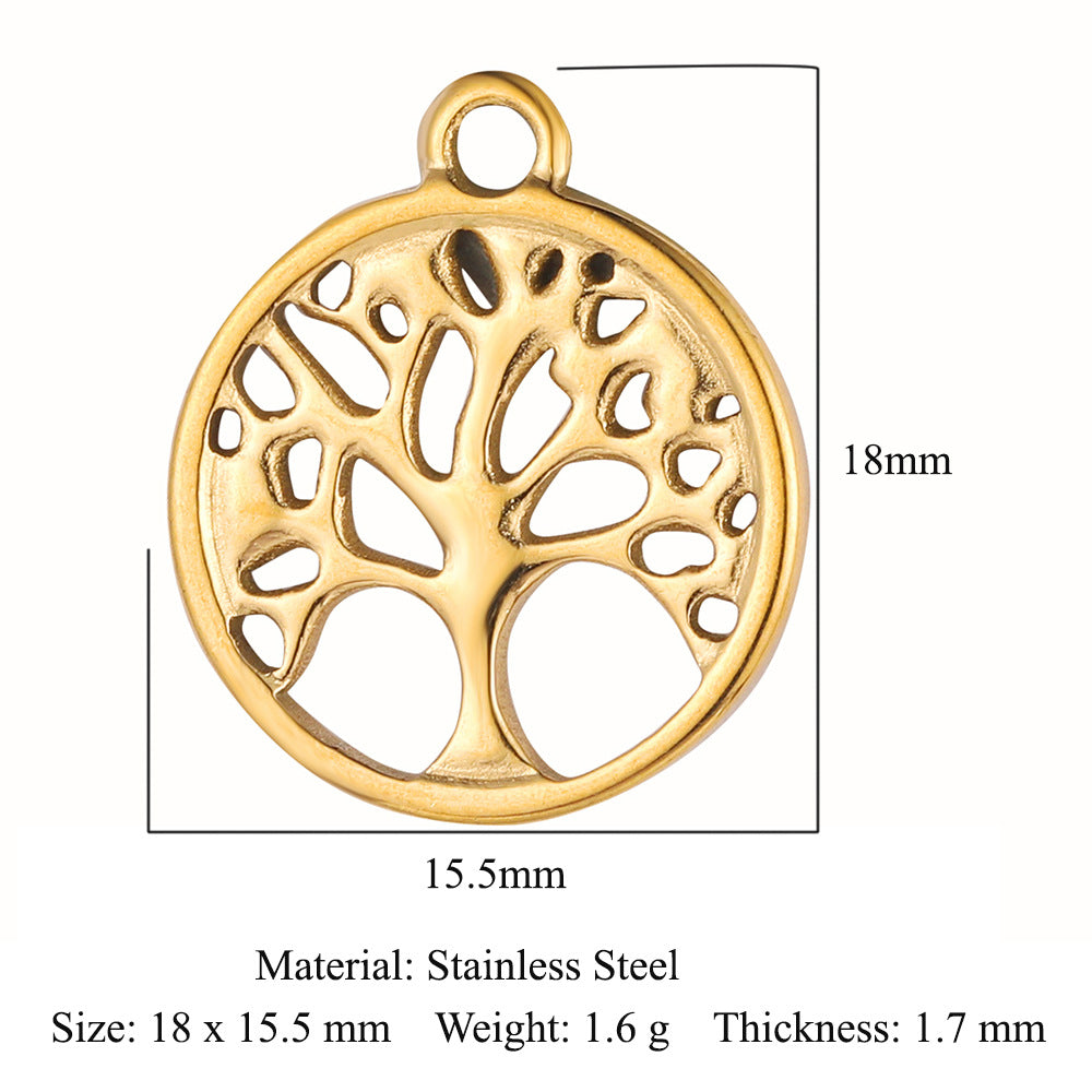 Branches Leaves Tree of Life Flowers Stainless Steel Pendant