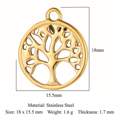 Branches Leaves Tree of Life Flowers Stainless Steel Pendant