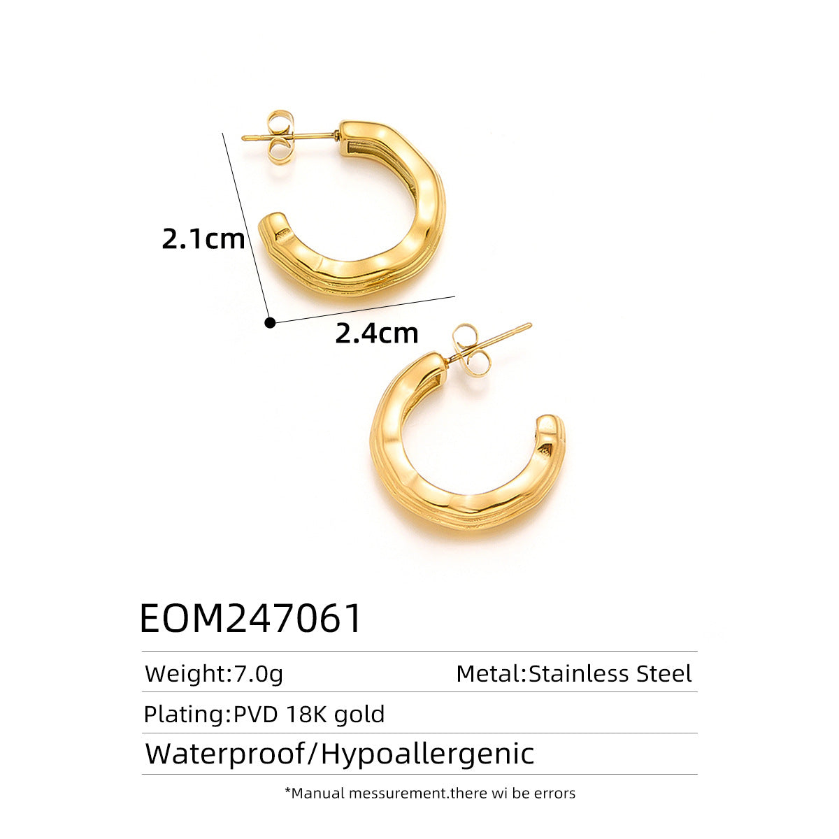 18K Gold Titanium Steel Hollow Geometric Statement Earrings