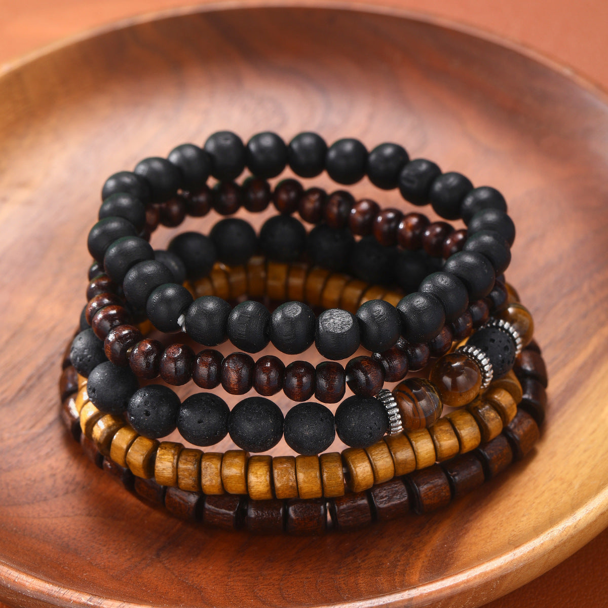 Men's Beaded Wooden Bracelet