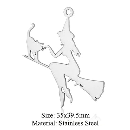 5 pcs/bag witch titanium steel pendant peach heart cross