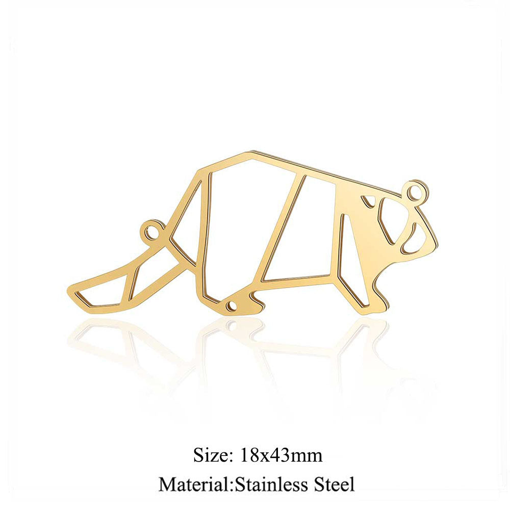 5 pcs/titanium steel paper-cut style animal pendant.