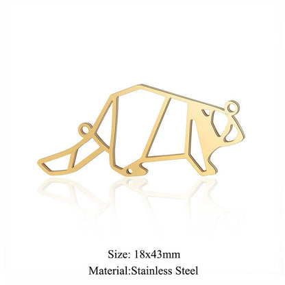 5 pcs/titanium steel paper-cut style animal pendant.