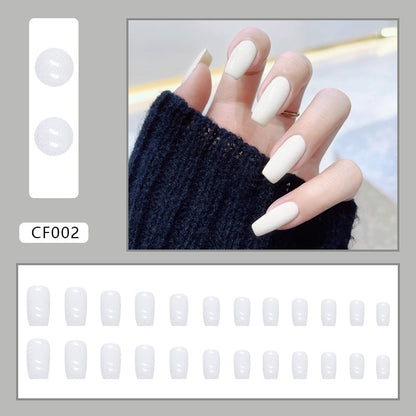 Cream White Square Nails