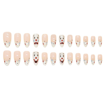 Clown Mask Short Almond Detachable Fake Nails