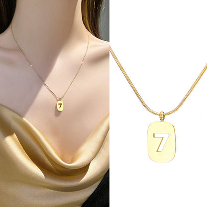 18K rose gold titanium steel necklace