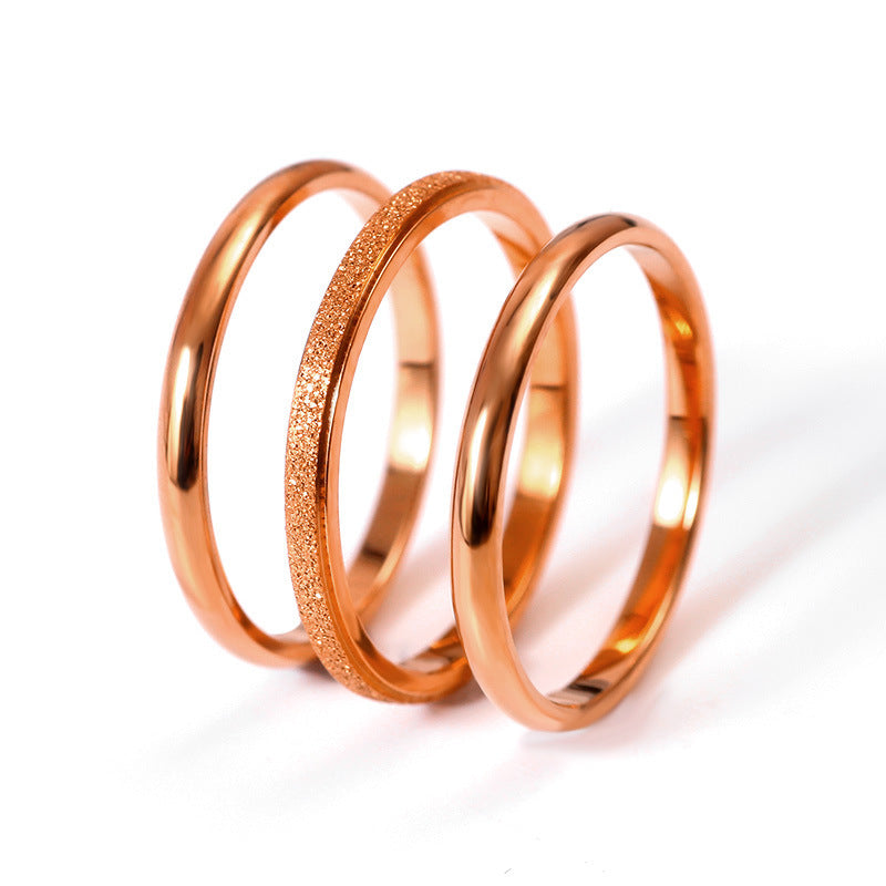 Women's Titanium Steel 3-Piece Retro Index Ring Set