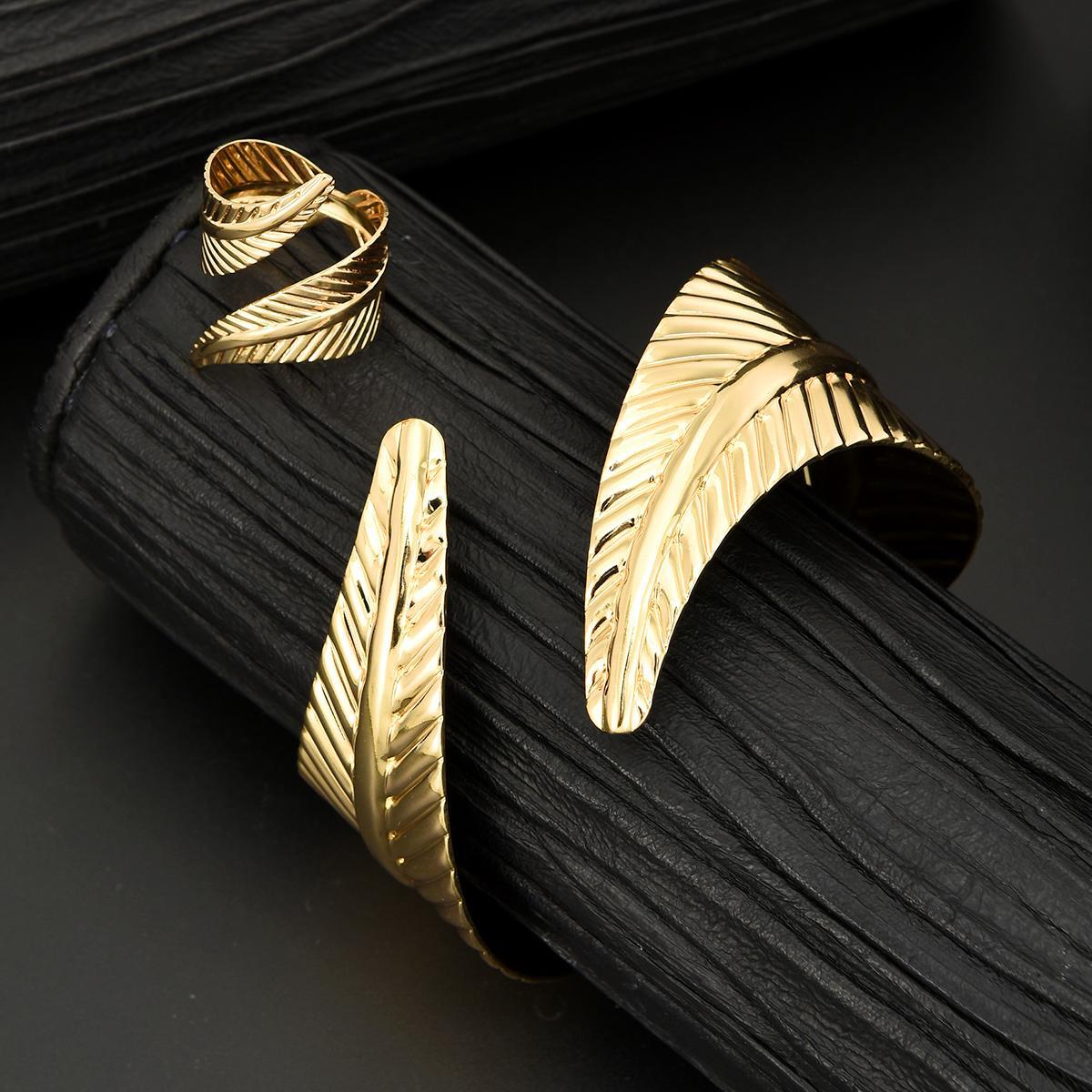 Gold Punk Bracelet & Ring Set