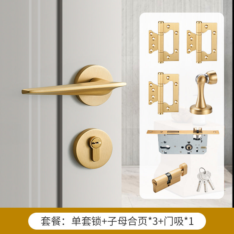 Gold black brass door lock