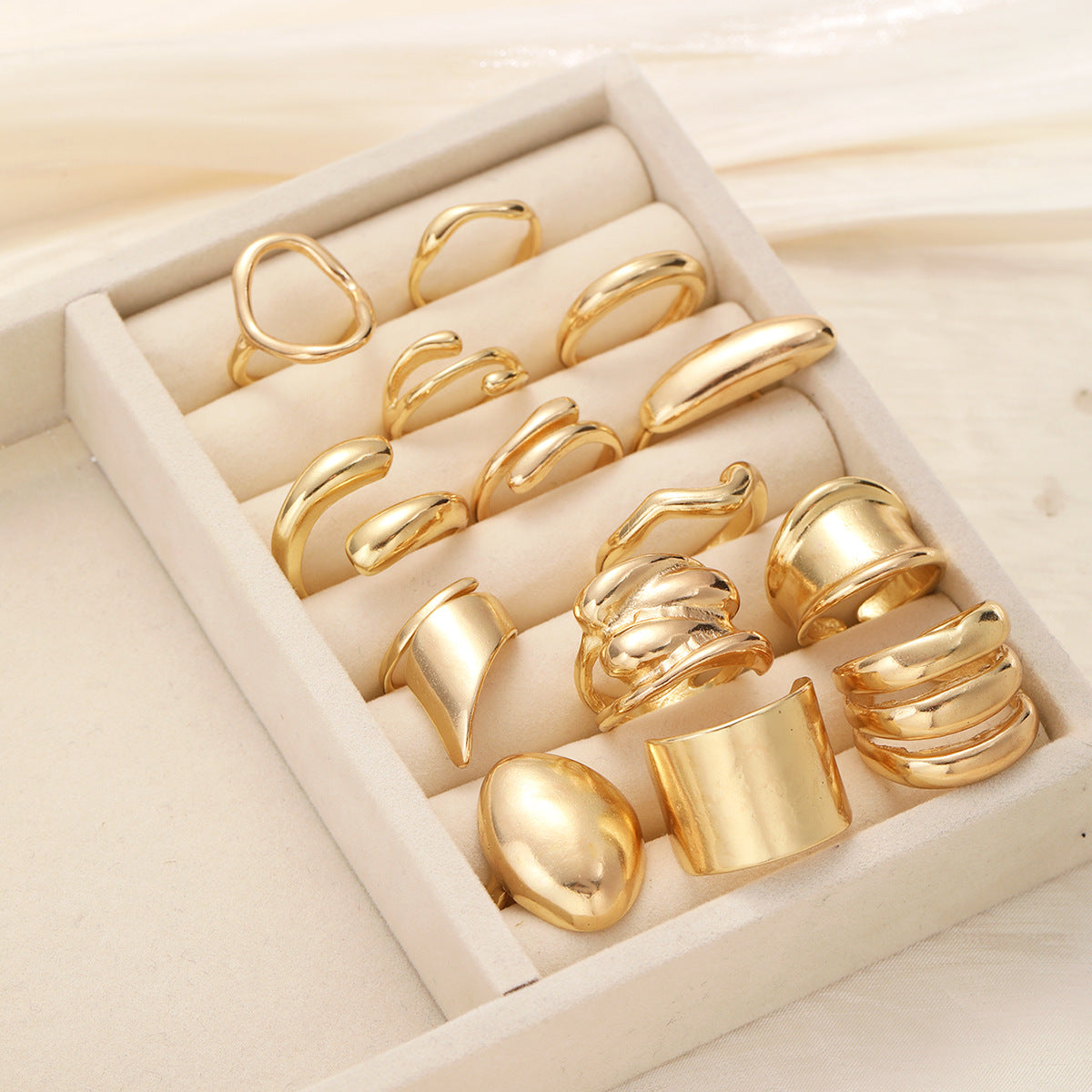 14-Piece Irregular Curved Ring Set