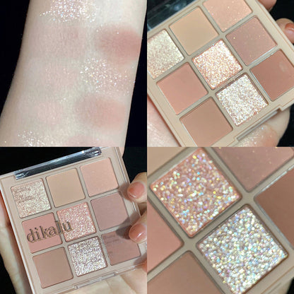 Paleta de sombras de ojos acrílicas transparentes de nueve colores 