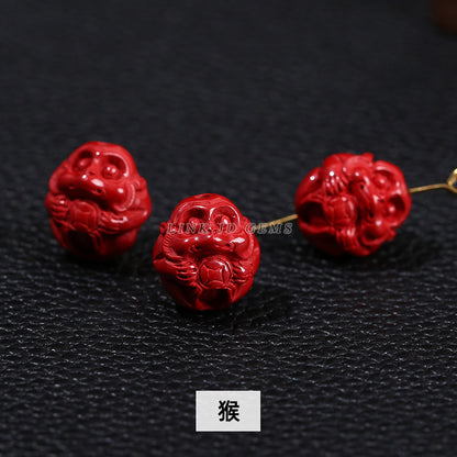 Raw mineral emperor sand twelve zodiac cinnabar loose beads