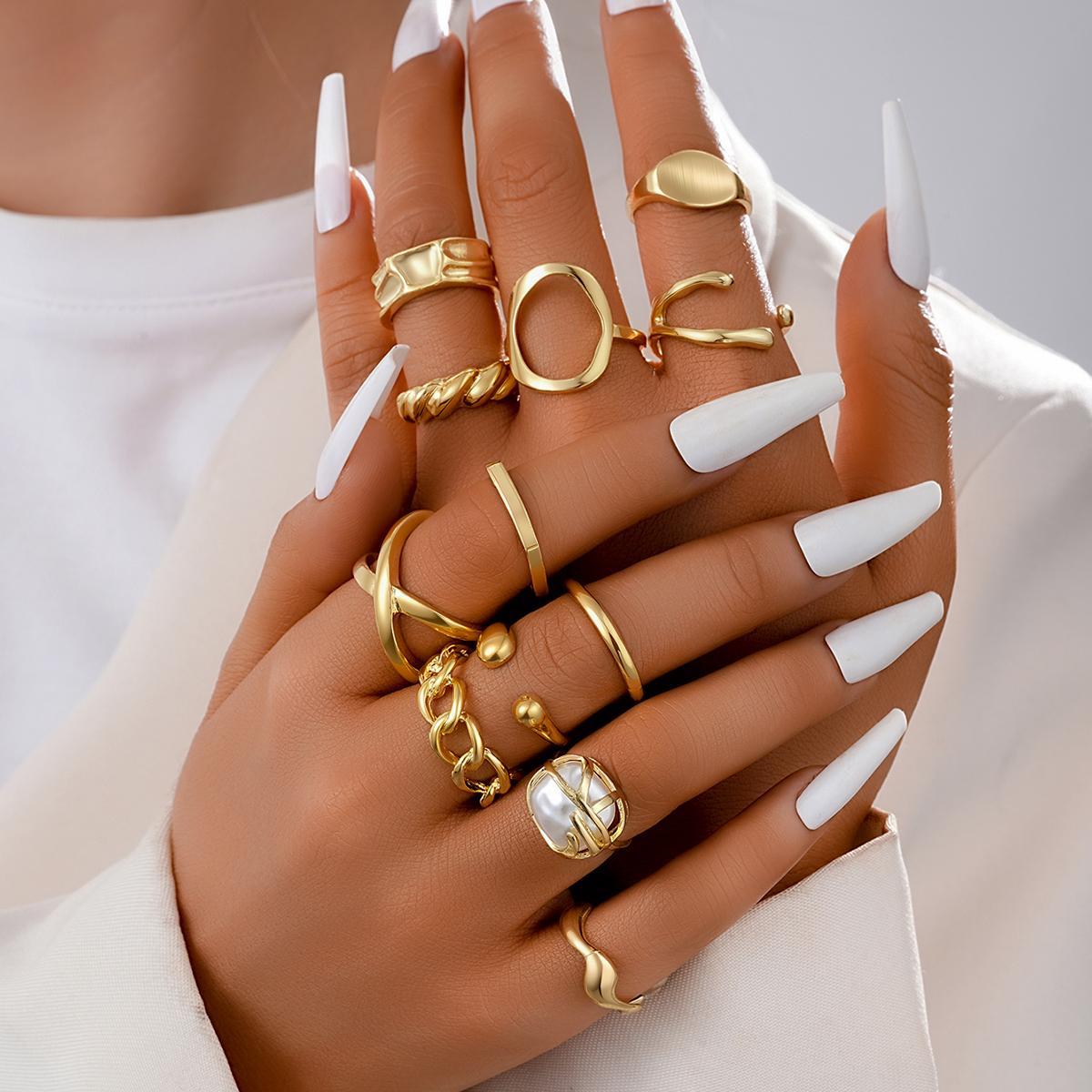 12-Piece Stackable Glossy Open Ring Set