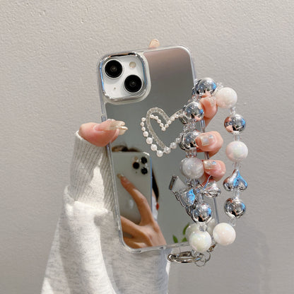 Apple 15 Pro Mirror Silver Bow iPhone 11/12 Bracelet Shockproof Hard Case