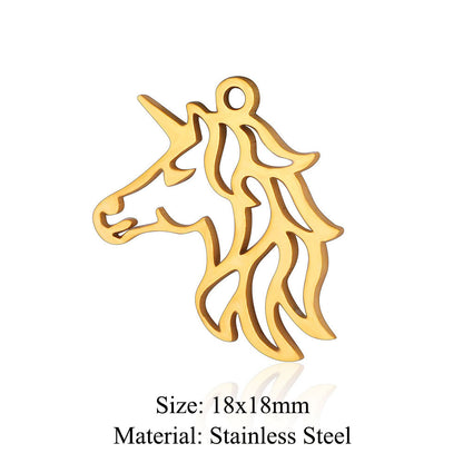 Colgante de acero de titanio con forma de elefante, lobo, tortuga, león y oso, 5 unidades por bolsa 