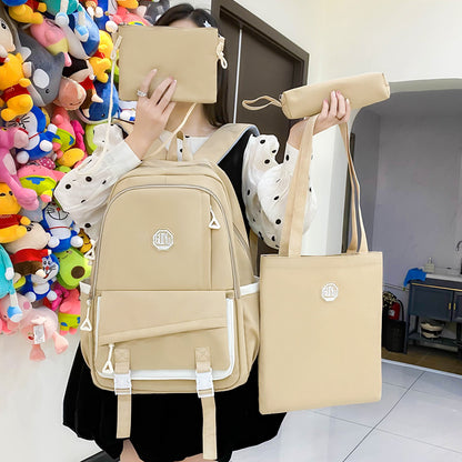 4-piece school bag large capacity nylon backpack