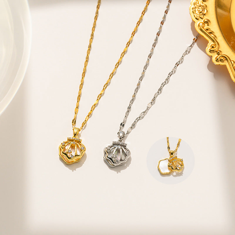 Colar com pingente de zircão de camada dupla para mulheres 