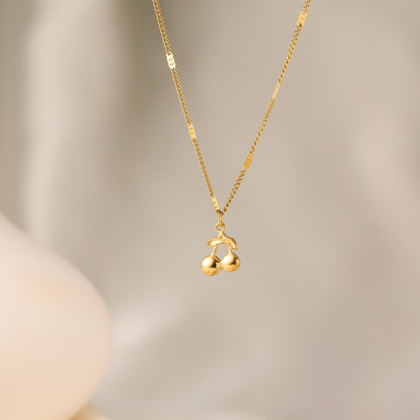 18K Gold Cherry Collarbone Necklace