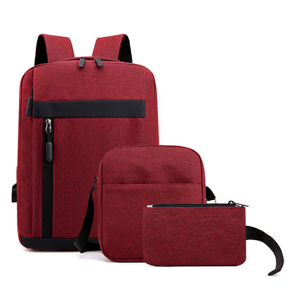 Three-piece USB charging backpack computer bag