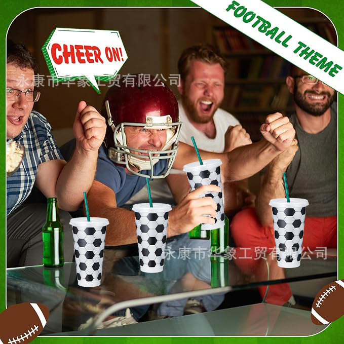 Football plastic straw cup 710ml