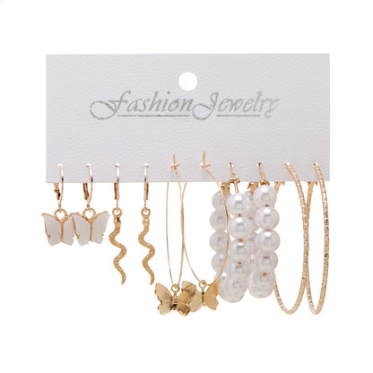 Vintage Alloy Butterfly Snake Stud Earrings