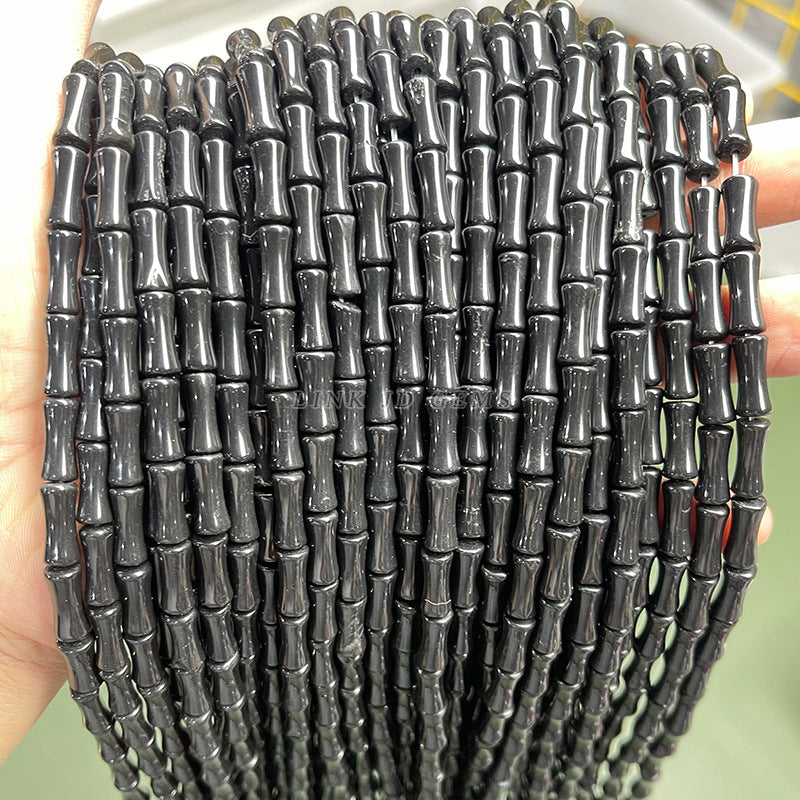 Cuentas de jade sueltas de piedra negra de bambú de 5 * 12 mm 