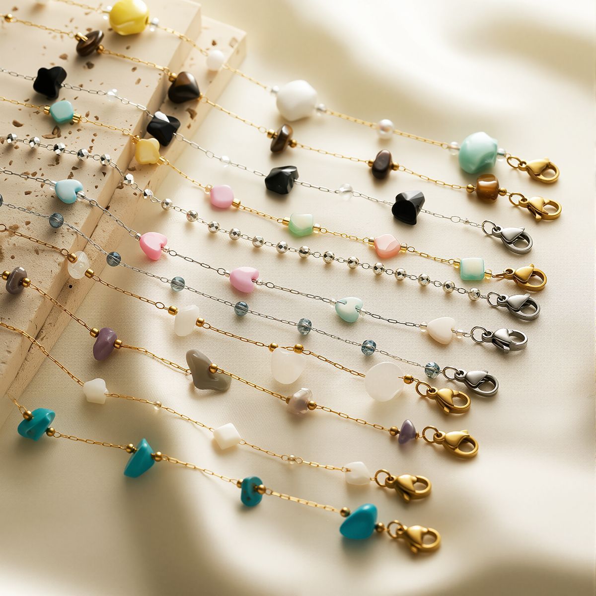 Natural Stone 18K Gold Bracelet