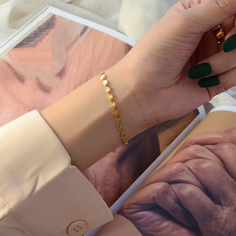 Disc split pattern titanium steel necklace