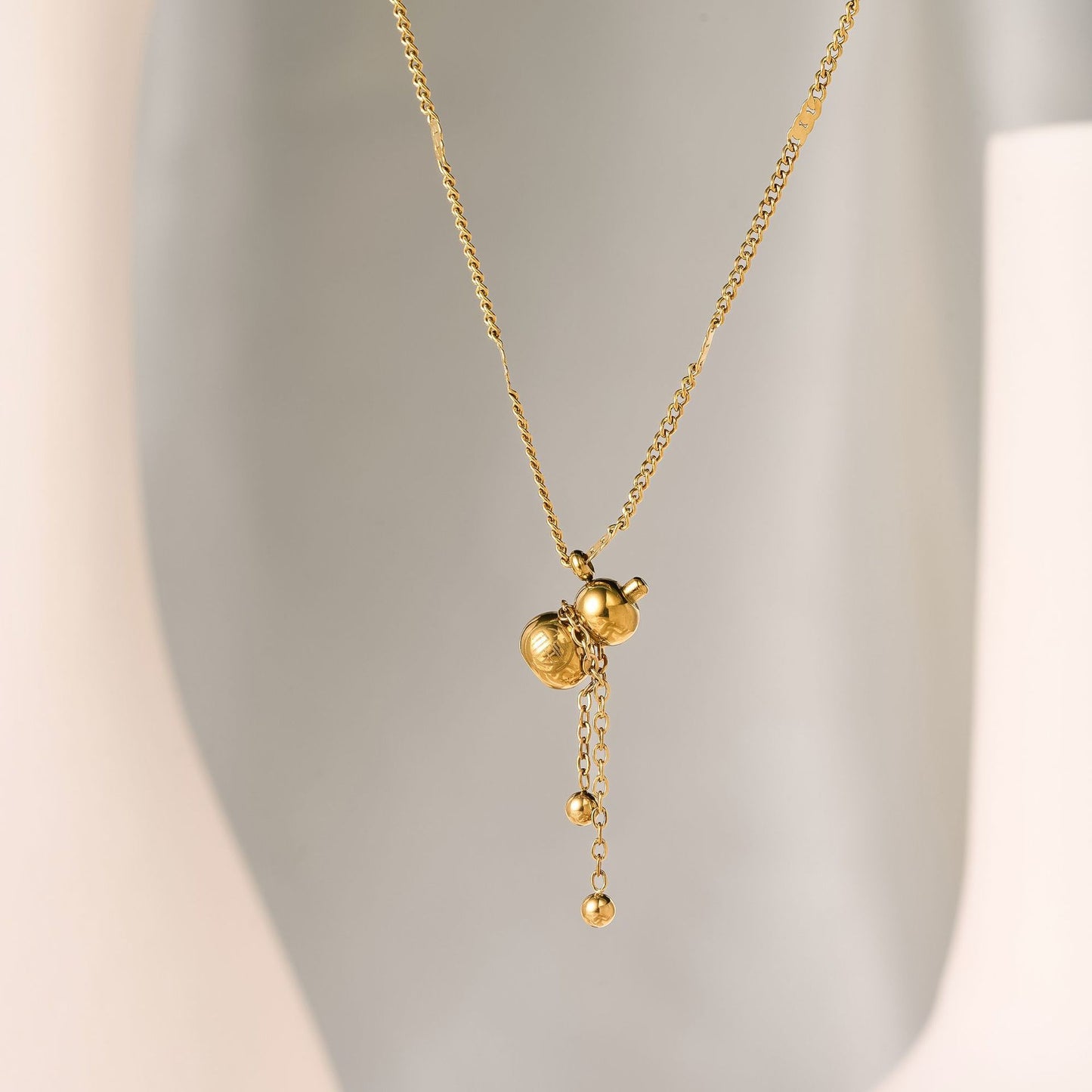 Titanium Steel Gourd Tassel Necklace