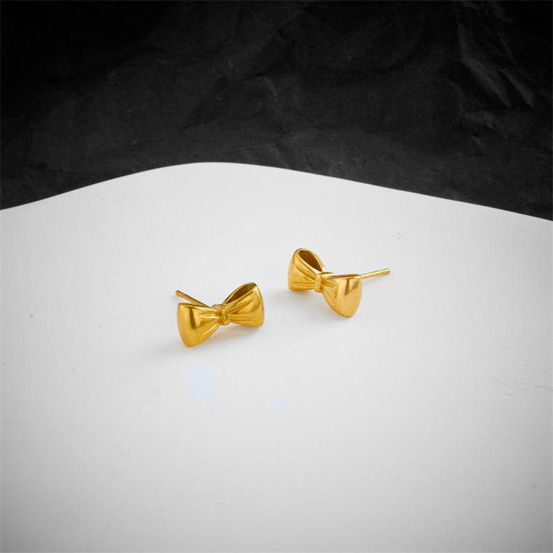 Women's Bow Titanium Steel Stud Earrings — Small Trendy