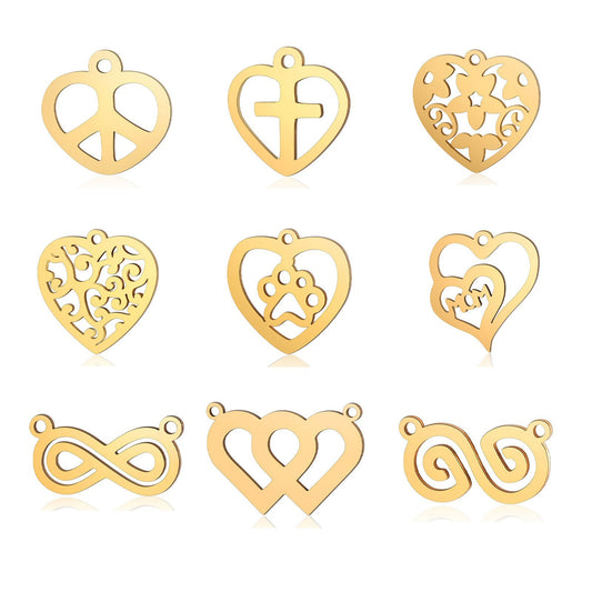 5 pcs/bag peach heart love titanium steel pendant accessories