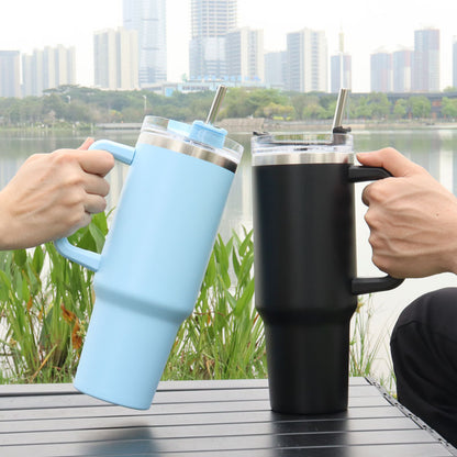 40Oz Stainless Steel Double Layer Straw Handle Cup