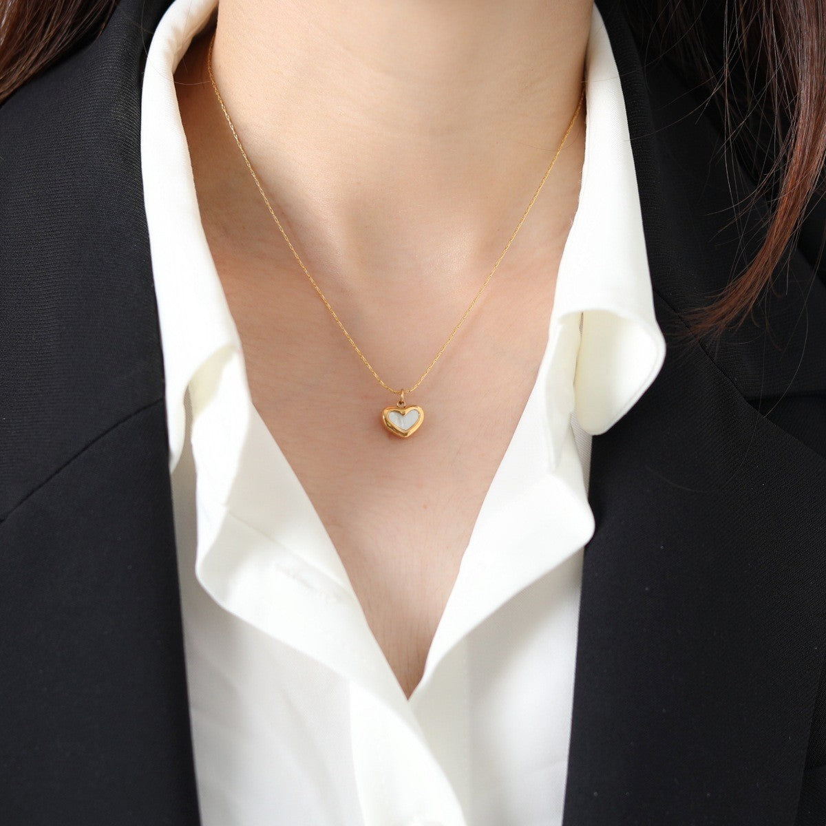 Peach Heart Love Pendant Titanium Steel Collarbone Necklace